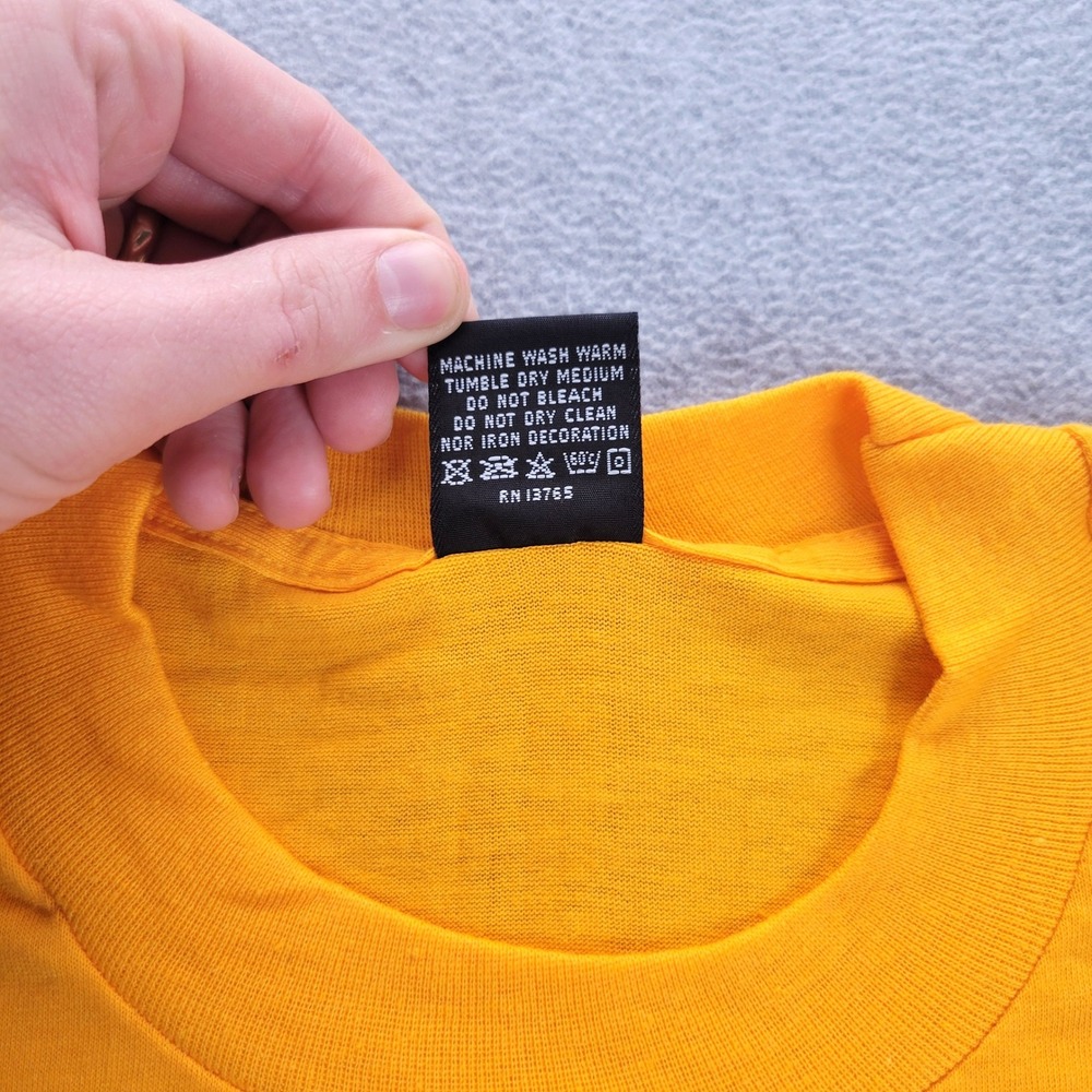 Screen Stars T-Shirt Mens Large Yellow Vintage 80s Blank Single Stitch USA 3901 - Picture 3 of 8